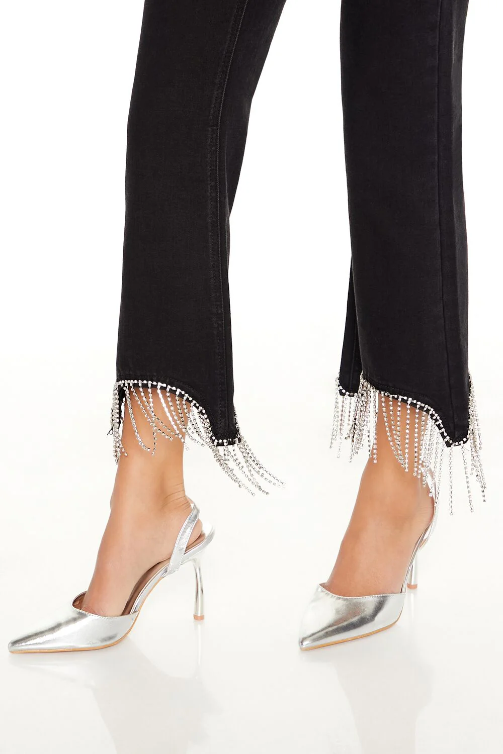 Rhinestone Fringe High-Rise Jeans - Image 5