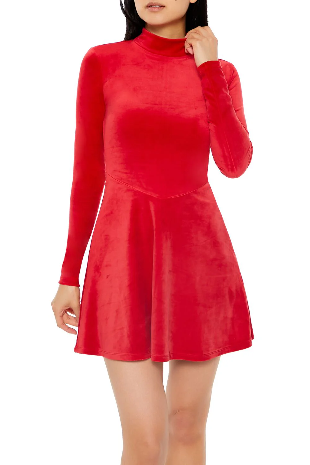 Velour Skater Mini Dress - Image 7