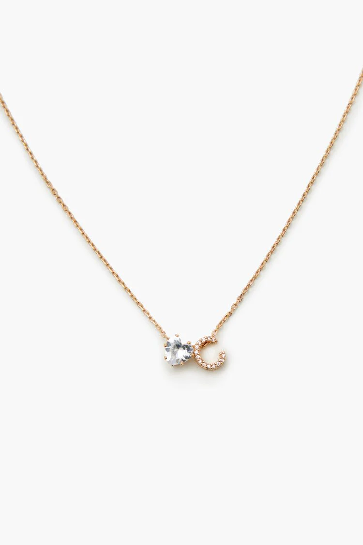 Faux Gem Initial Charm Necklace - Image 6
