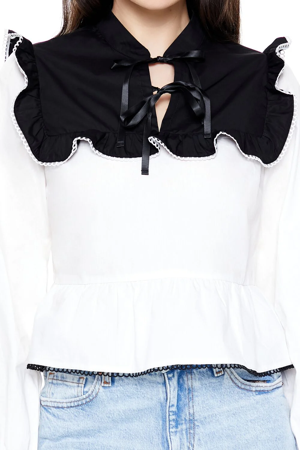 Colorblock Ruffle Peplum Top - Image 3