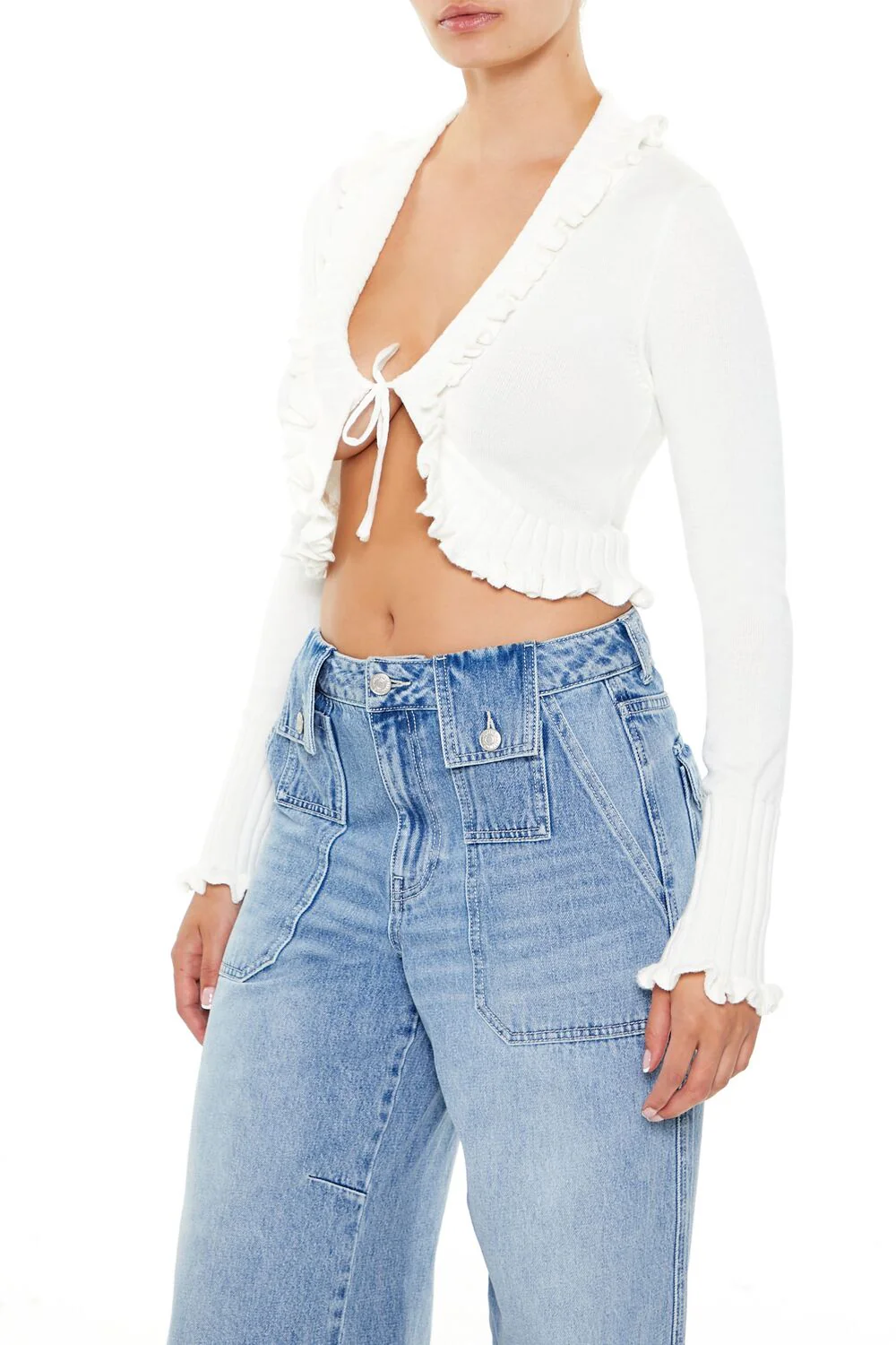Ruffle-Trim Cardigan Sweater - Image 4