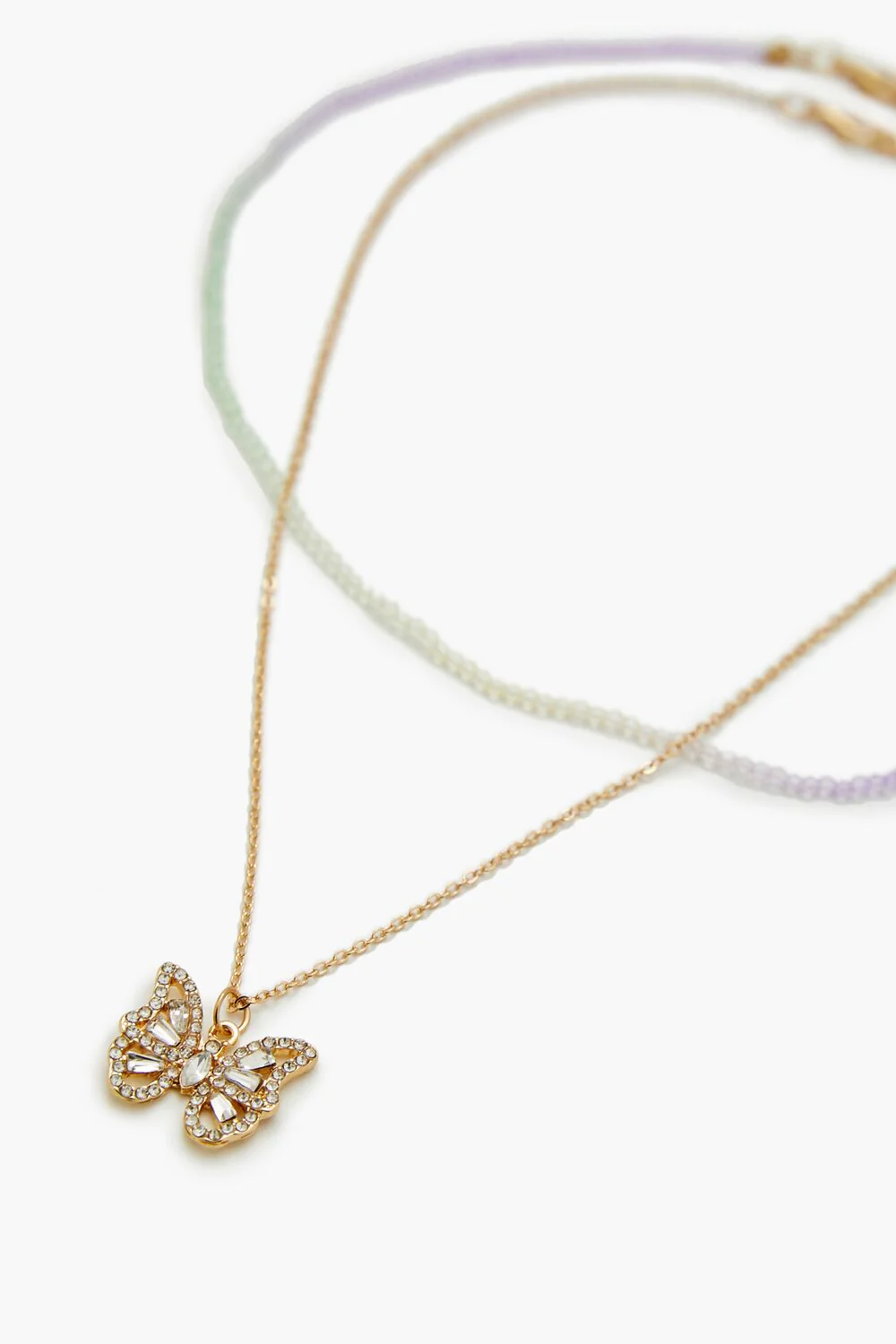 Butterfly & Bead Necklace Set - Image 2