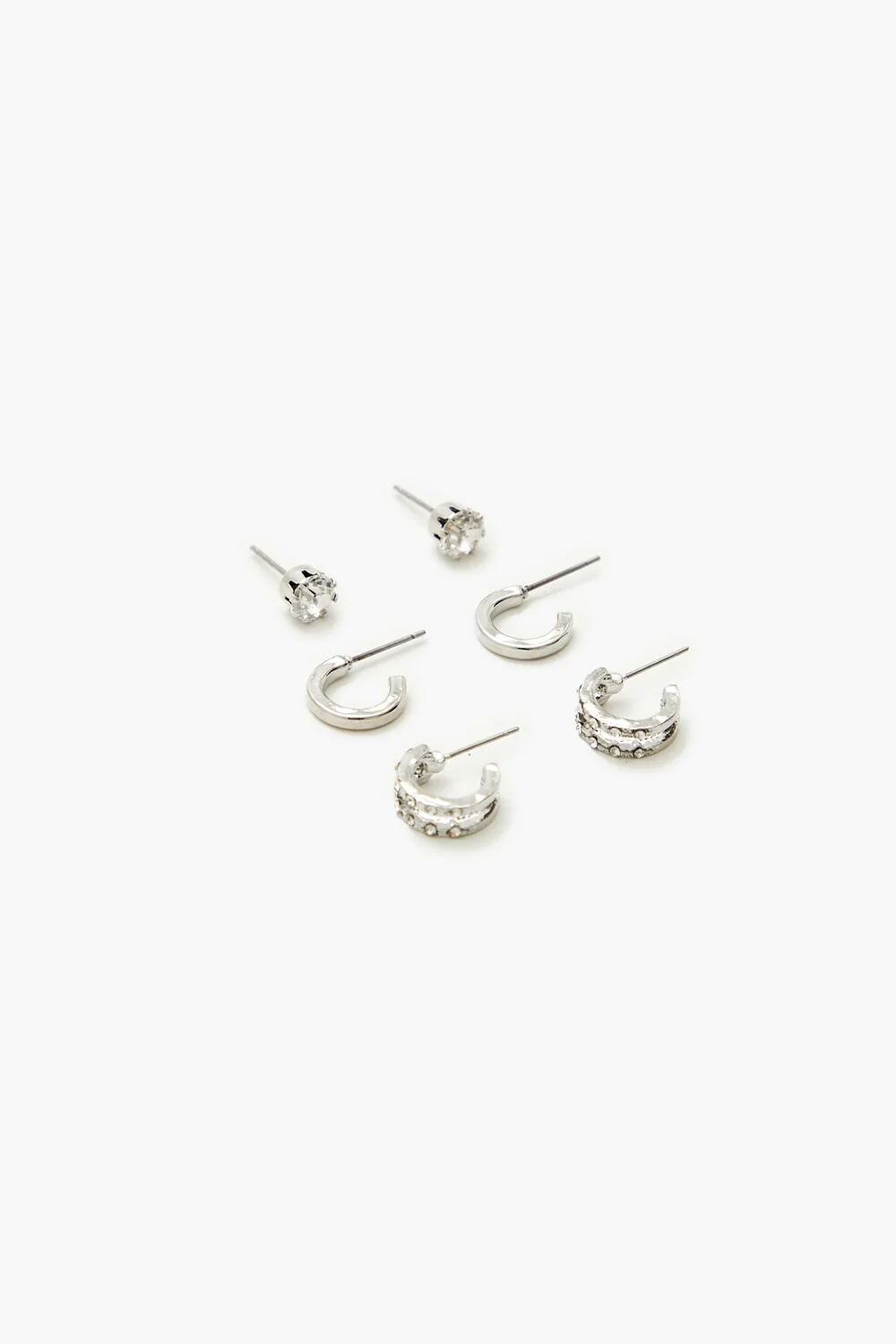 Rhinestone Stud & Hoop Earring Set - Image 2