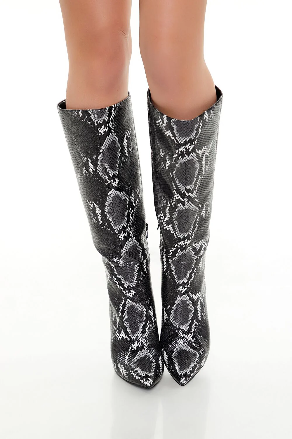 Faux Snake Knee-High Boots - Image 4