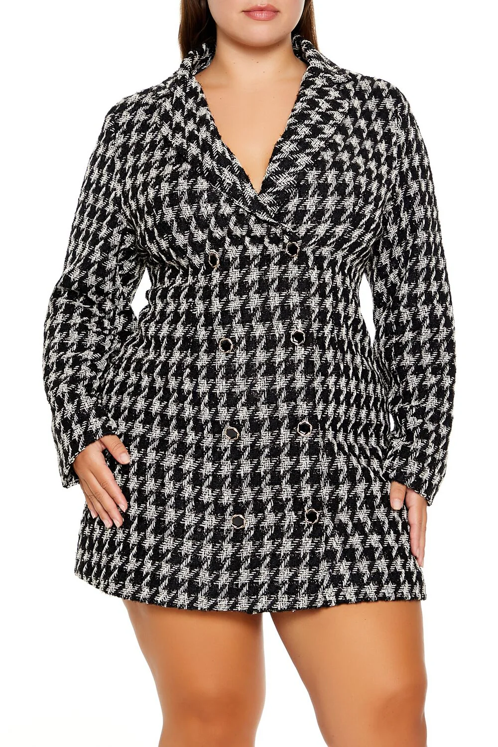 Plus Size Tweed Blazer Mini Dress - Image 2