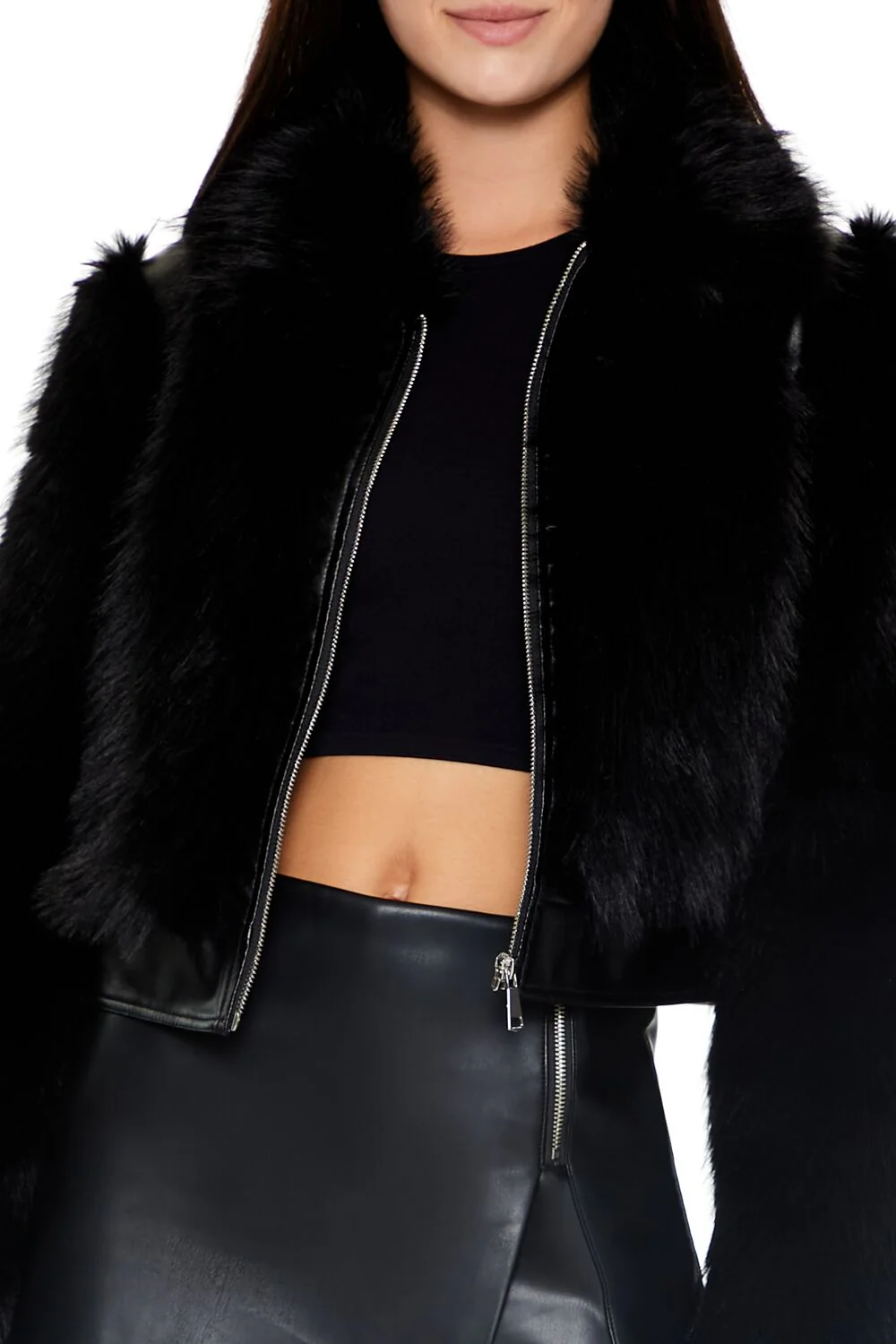 Faux Fur-Trim Zip-Up Jacket - Image 3