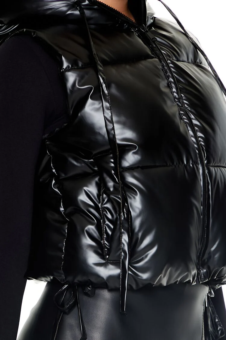 Hooded Quilted Puffer Vest - Image 3
