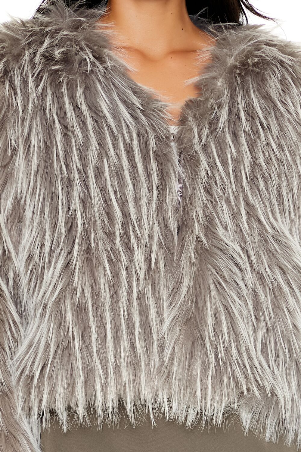 Cropped Faux Fur Coat - Image 3