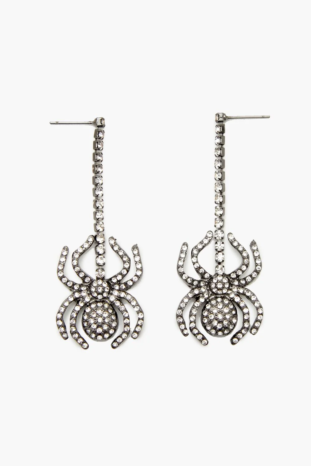 Rhinestone Spider Drop Earrings - Image 2