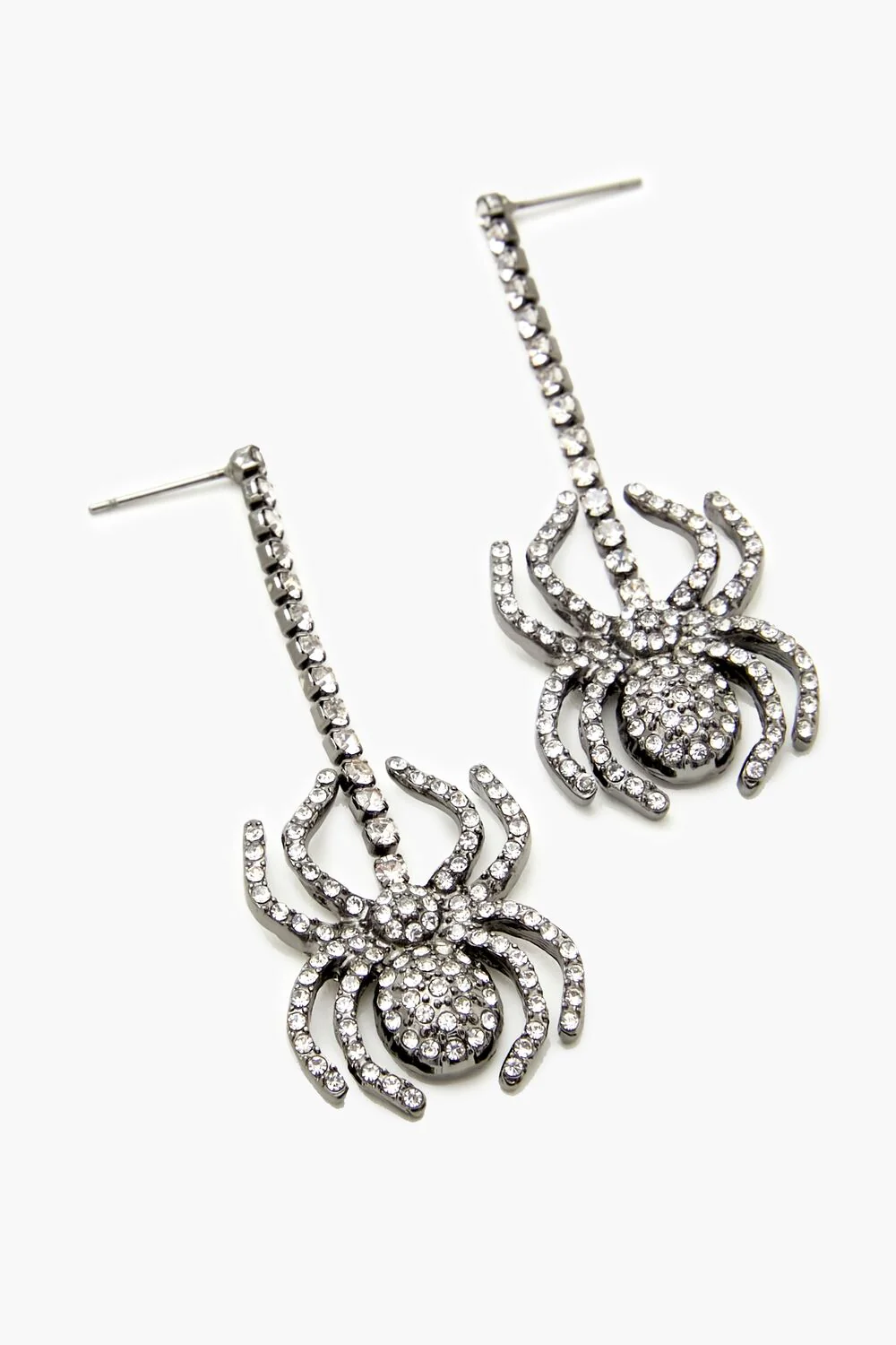 Rhinestone Spider Drop Earrings - Image 3