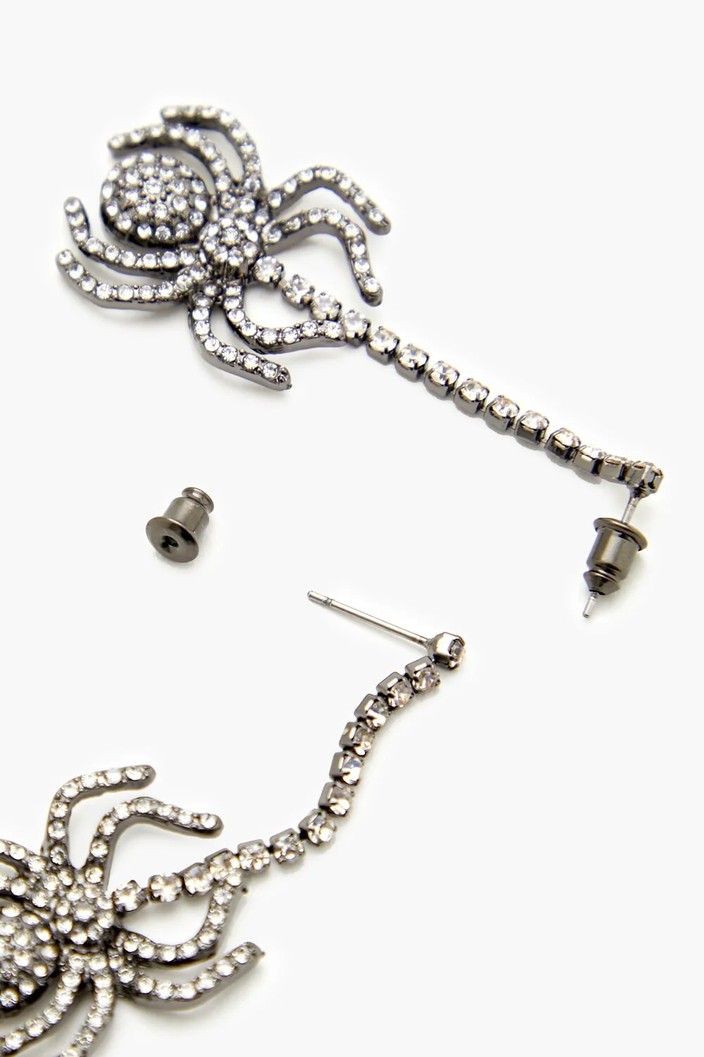Rhinestone Spider Drop Earrings - Image 4