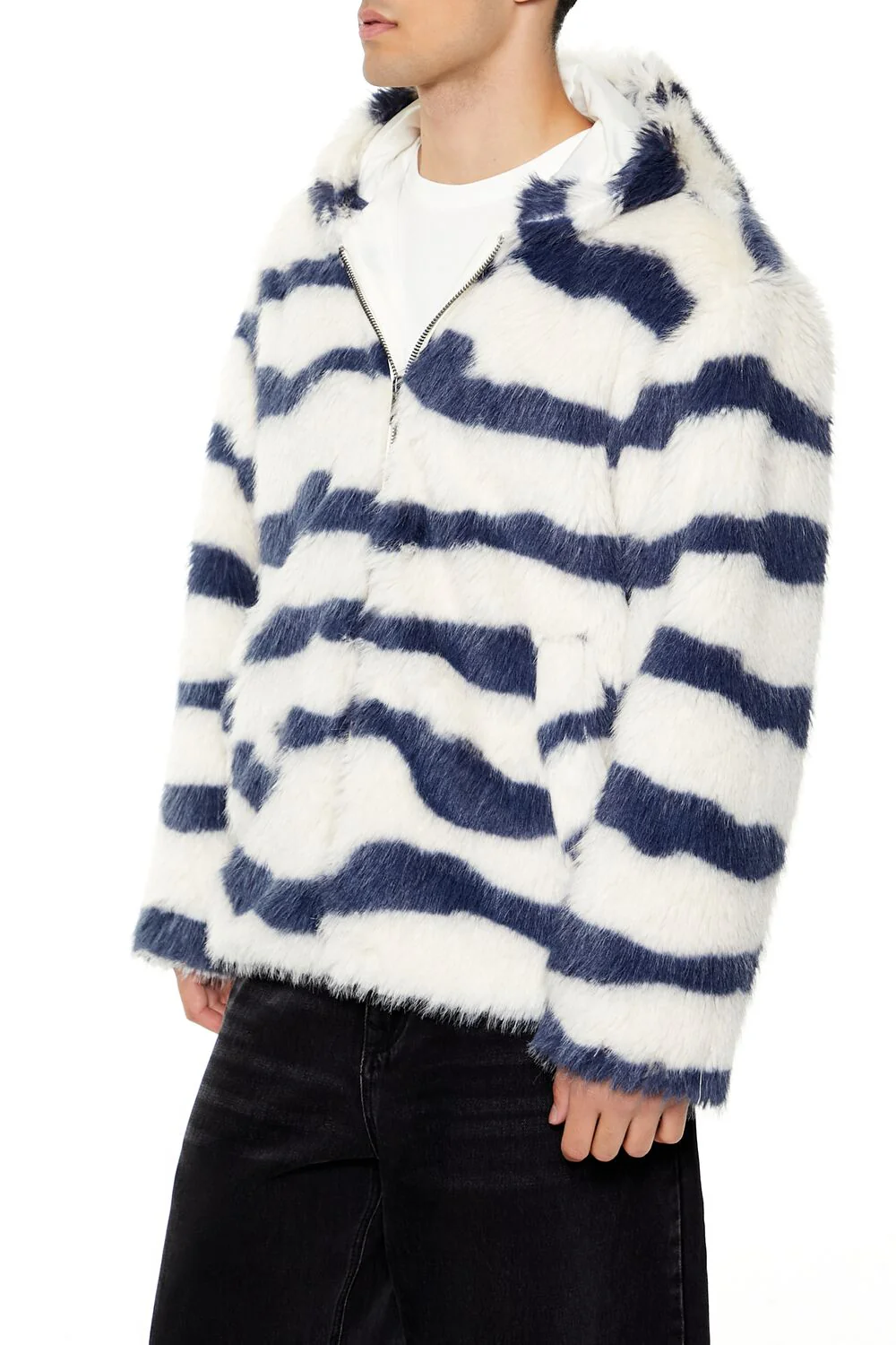 Striped Faux Fur Jacket - Image 10