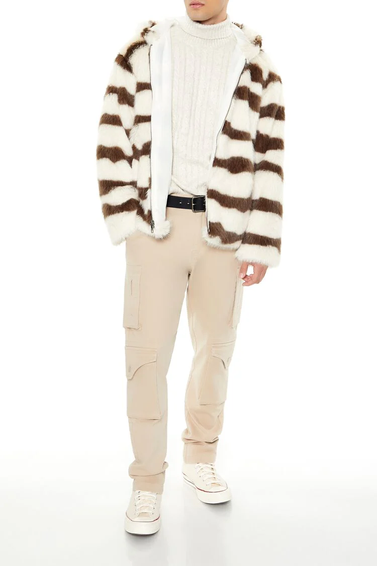 Striped Faux Fur Jacket - Image 2