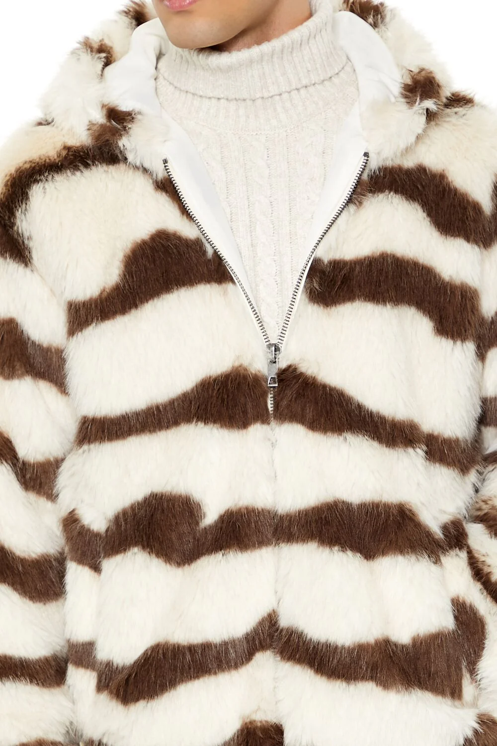 Striped Faux Fur Jacket - Image 3