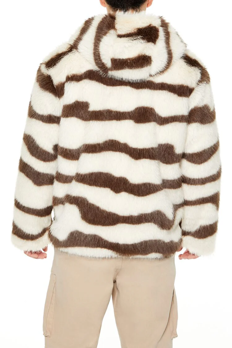 Striped Faux Fur Jacket - Image 5
