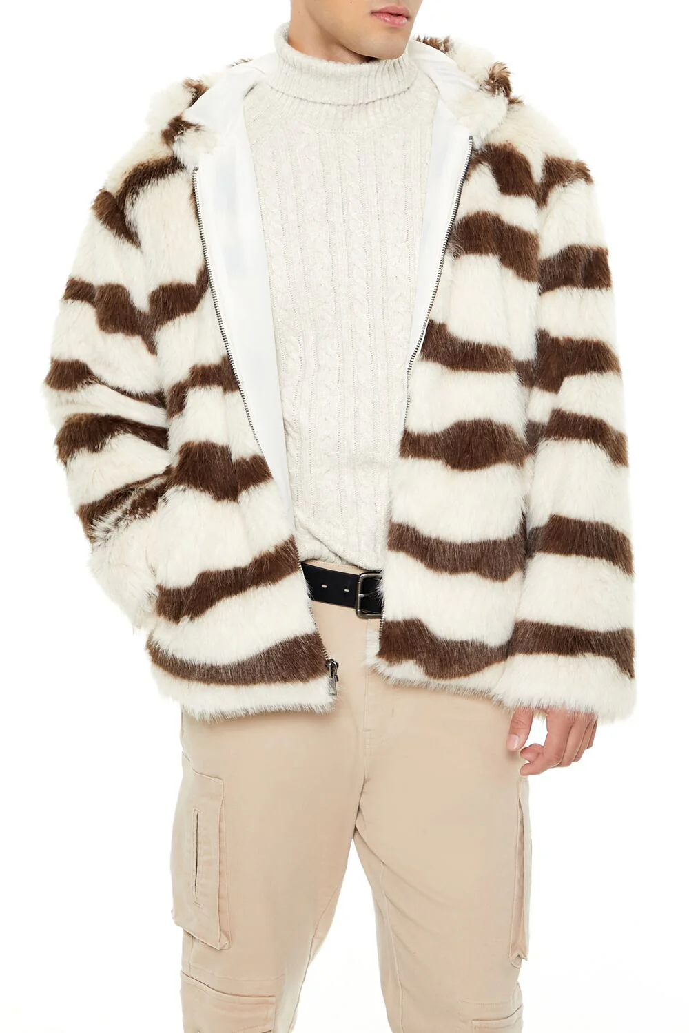 Striped Faux Fur Jacket - Image 6