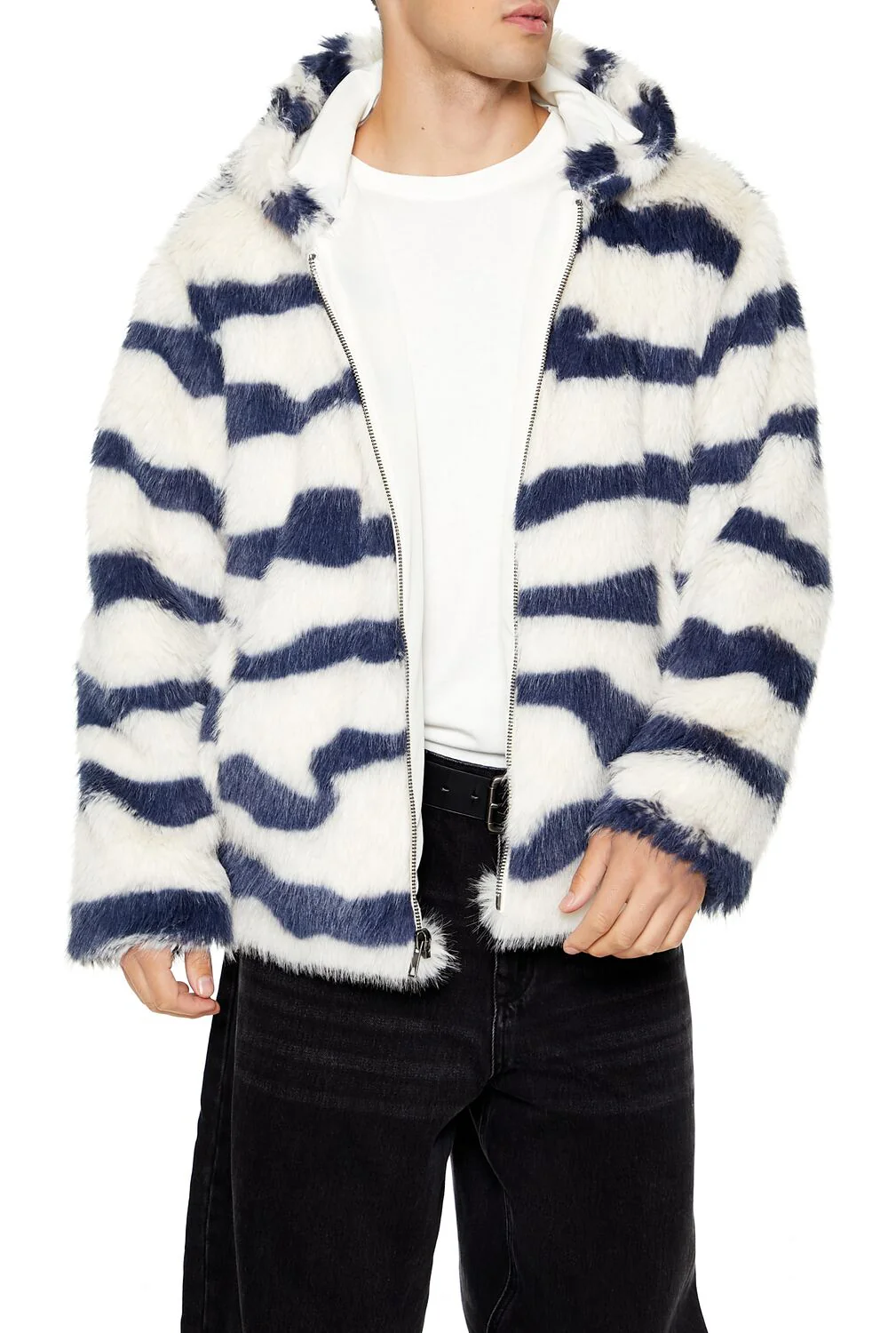 Striped Faux Fur Jacket - Image 7