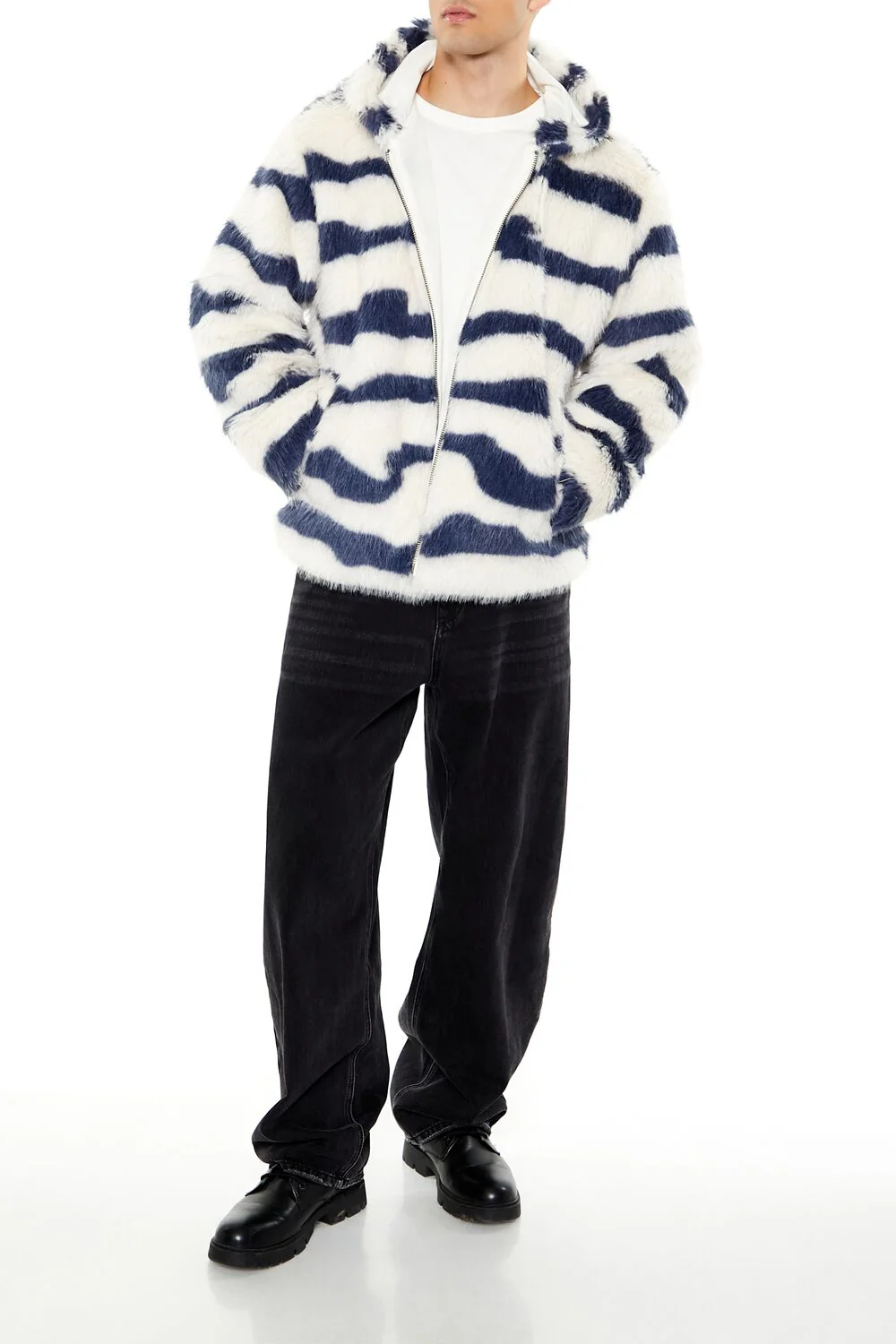 Striped Faux Fur Jacket - Image 8