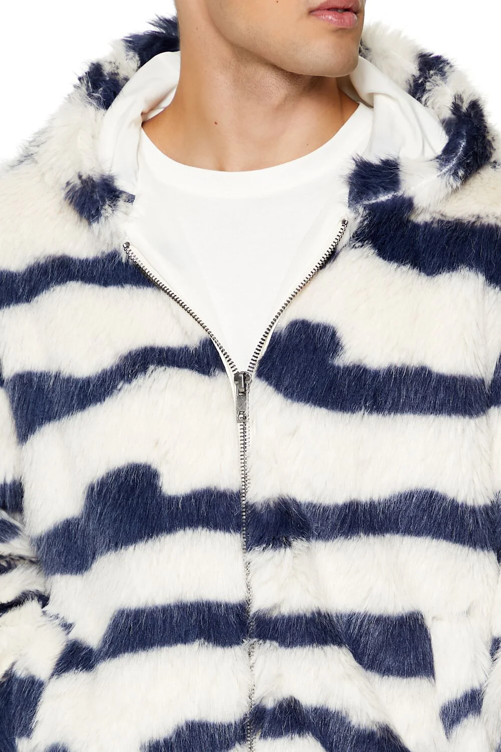 Striped Faux Fur Jacket - Image 9