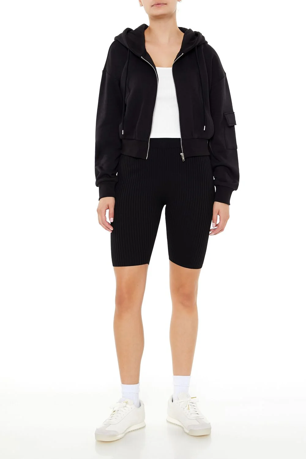 Cropped Cargo Zip-Up Hoodie - Image 2