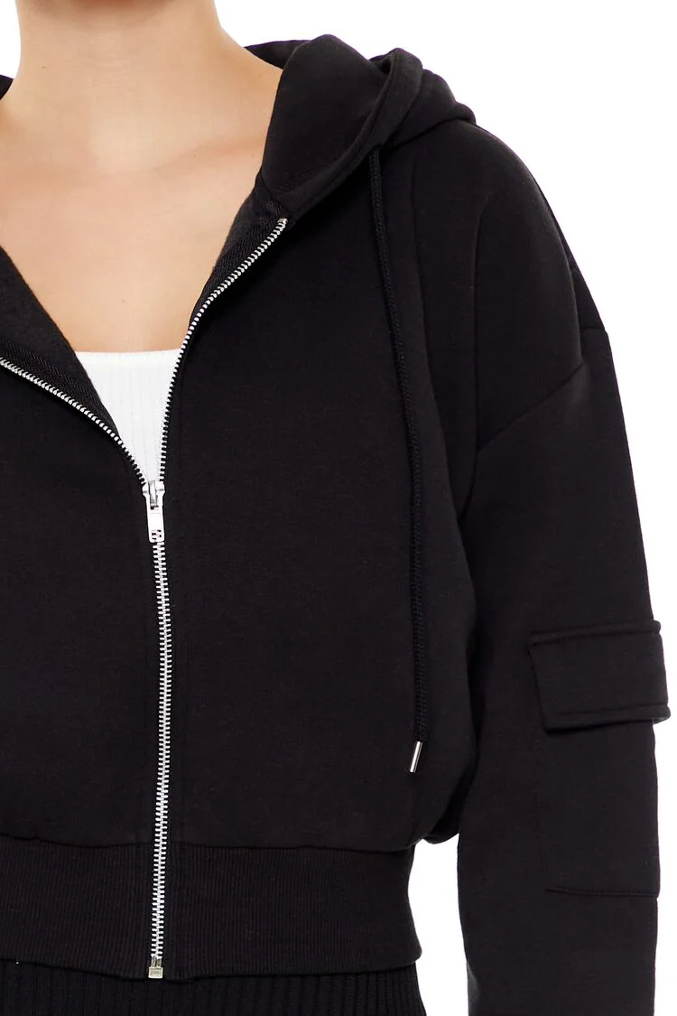 Cropped Cargo Zip-Up Hoodie - Image 3