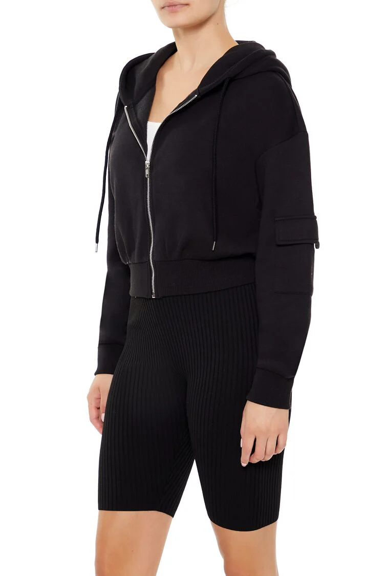 Cropped Cargo Zip-Up Hoodie - Image 4