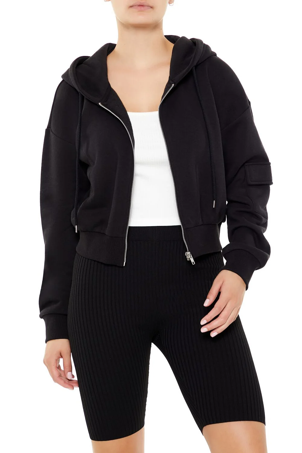 Cropped Cargo Zip-Up Hoodie - Image 6