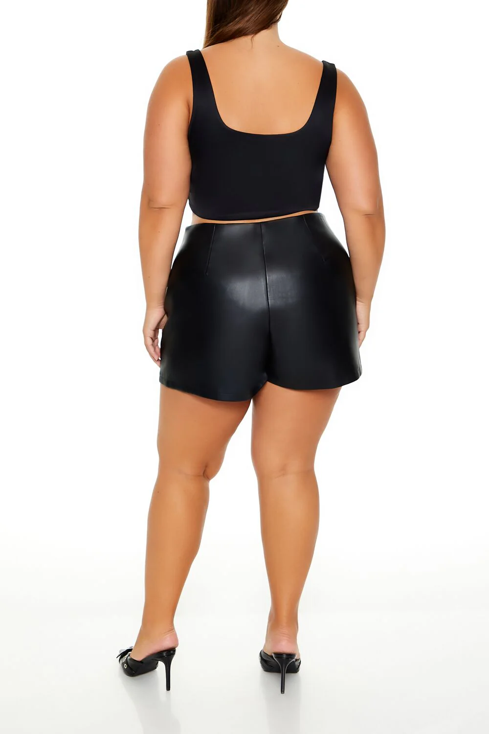 Plus Size Faux Leather Mini Skort - Image 4