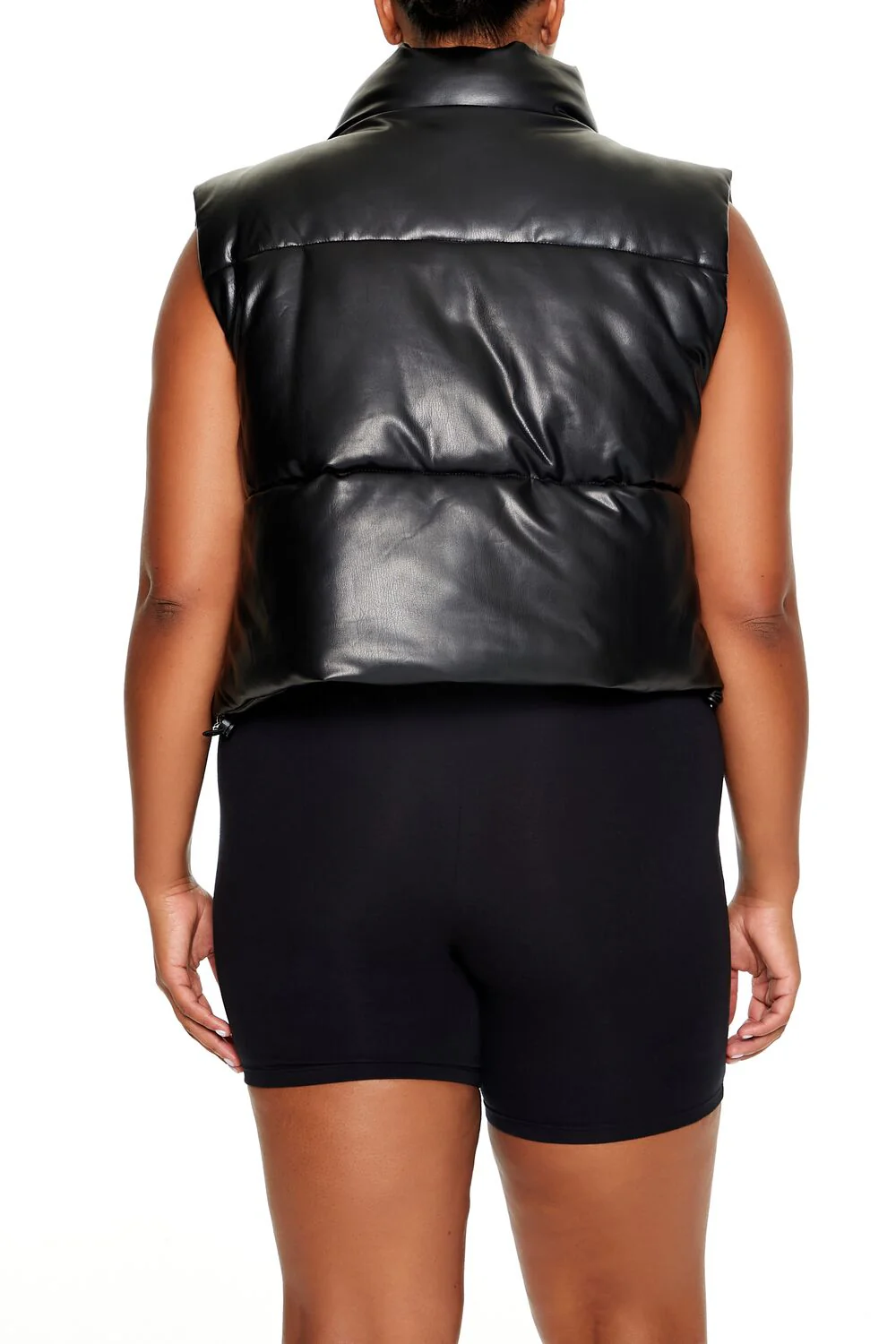 Plus Size Faux Leather Puffer Vest - Image 5