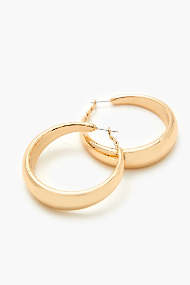 Smooth Omega Hoop Earrings - Image 2