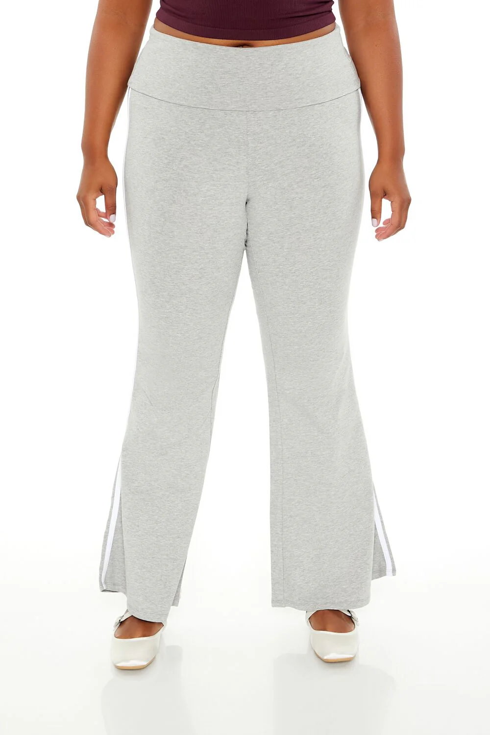 Plus Size Two-Tone Flare Leggings - Image 2
