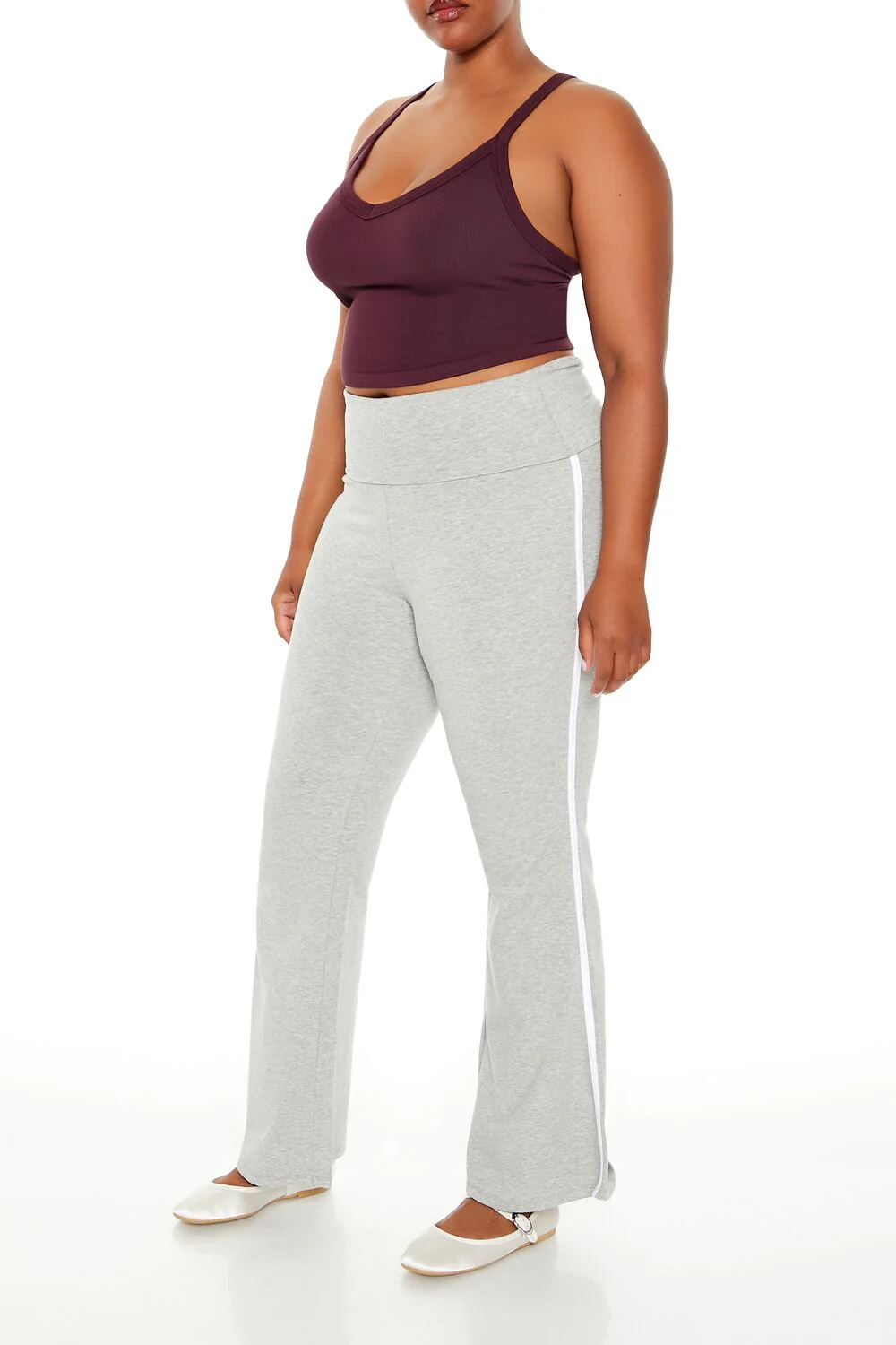 Plus Size Two-Tone Flare Leggings - Image 3