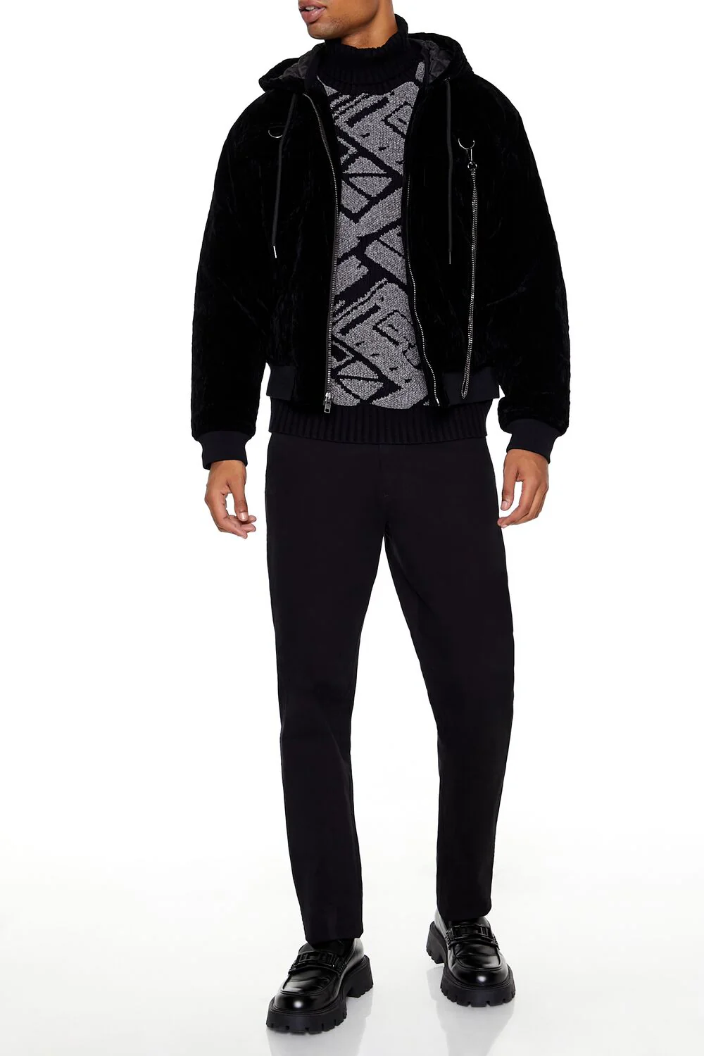 Hooded Velvet Wallet Chain Jacket - Image 2