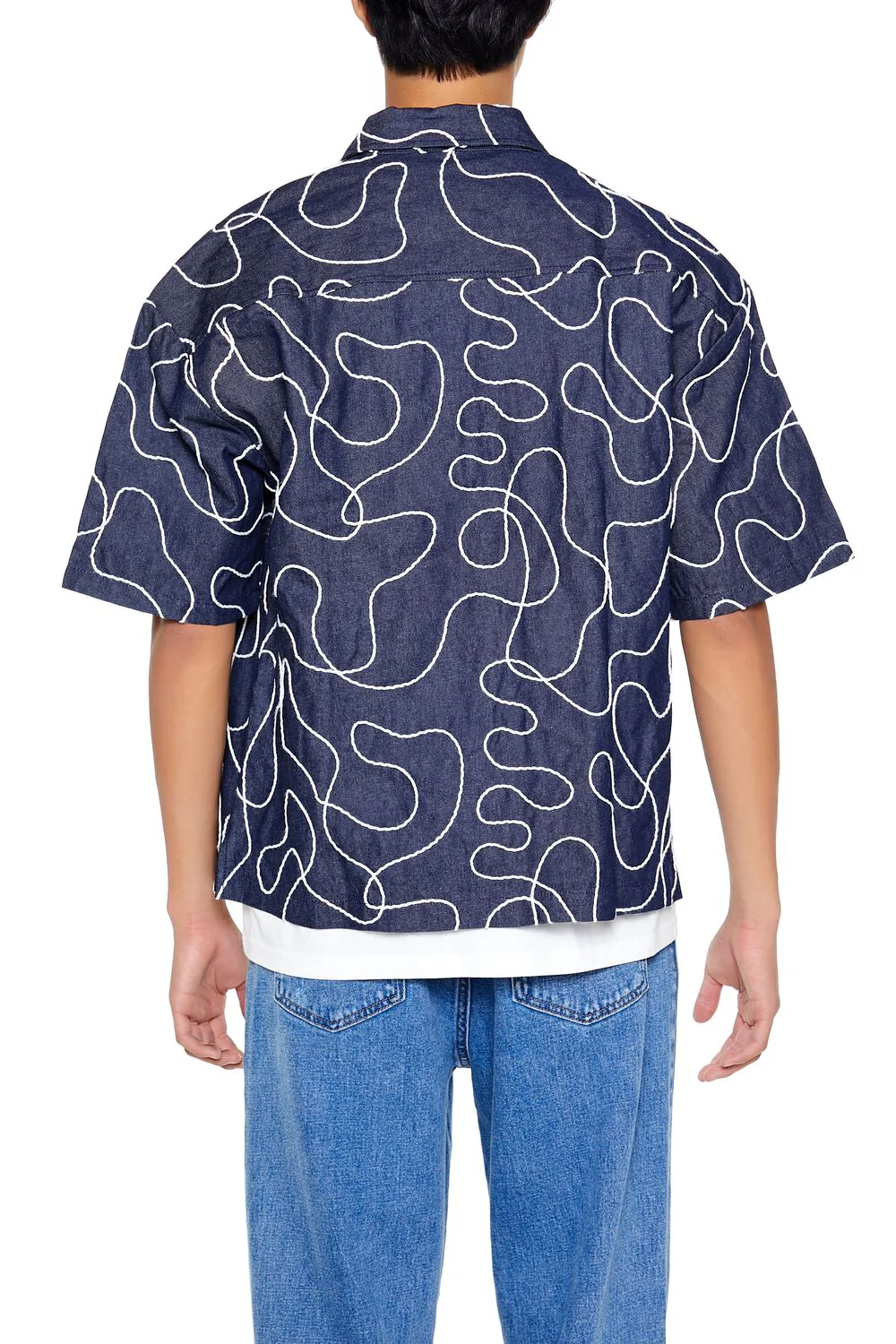 Cropped Chain-Stitched Embroidered Shirt - Image 4