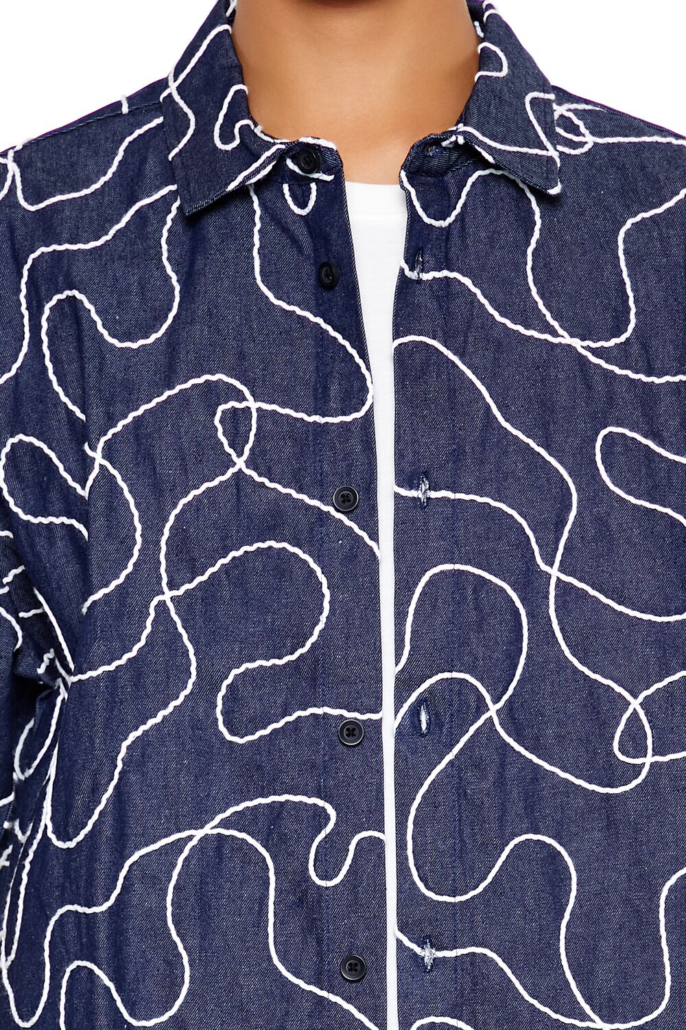 Cropped Chain-Stitched Embroidered Shirt - Image 5