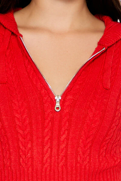 Hooded Cable Knit Zip-Up Romper - Image 8