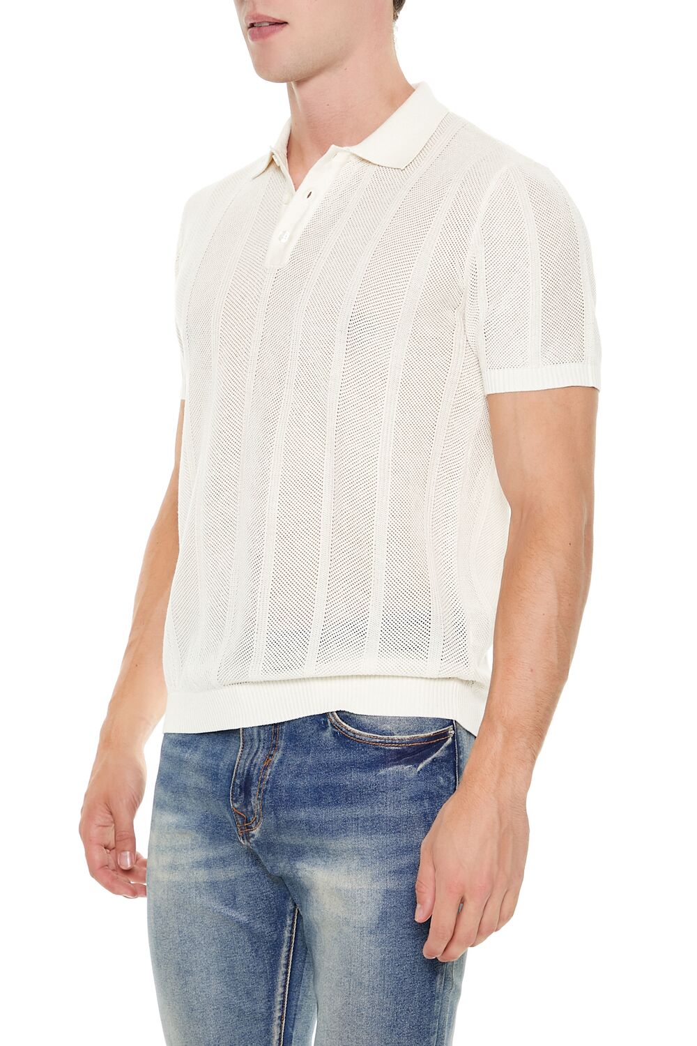 Crochet Sweater-Knit Polo Shirt - Image 3