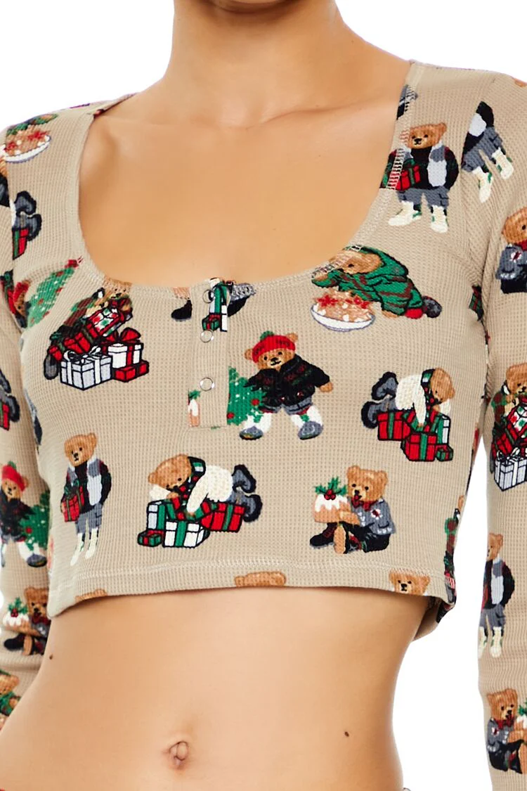 Christmas Teddy Bear Pajama Top - Image 3