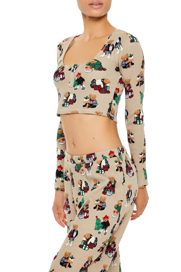 Christmas Teddy Bear Pajama Top - Image 4