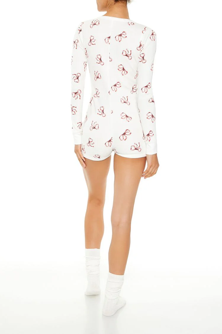 Fitted Bow Pajama Romper - Image 4