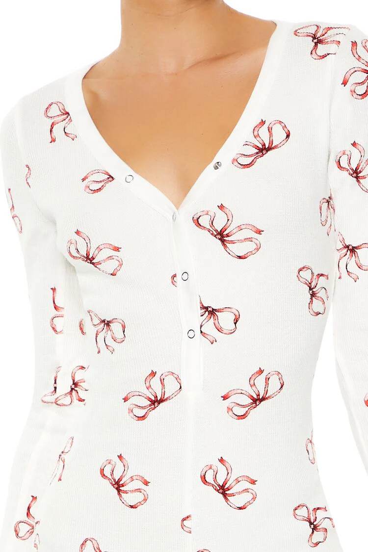 Fitted Bow Pajama Romper - Image 5