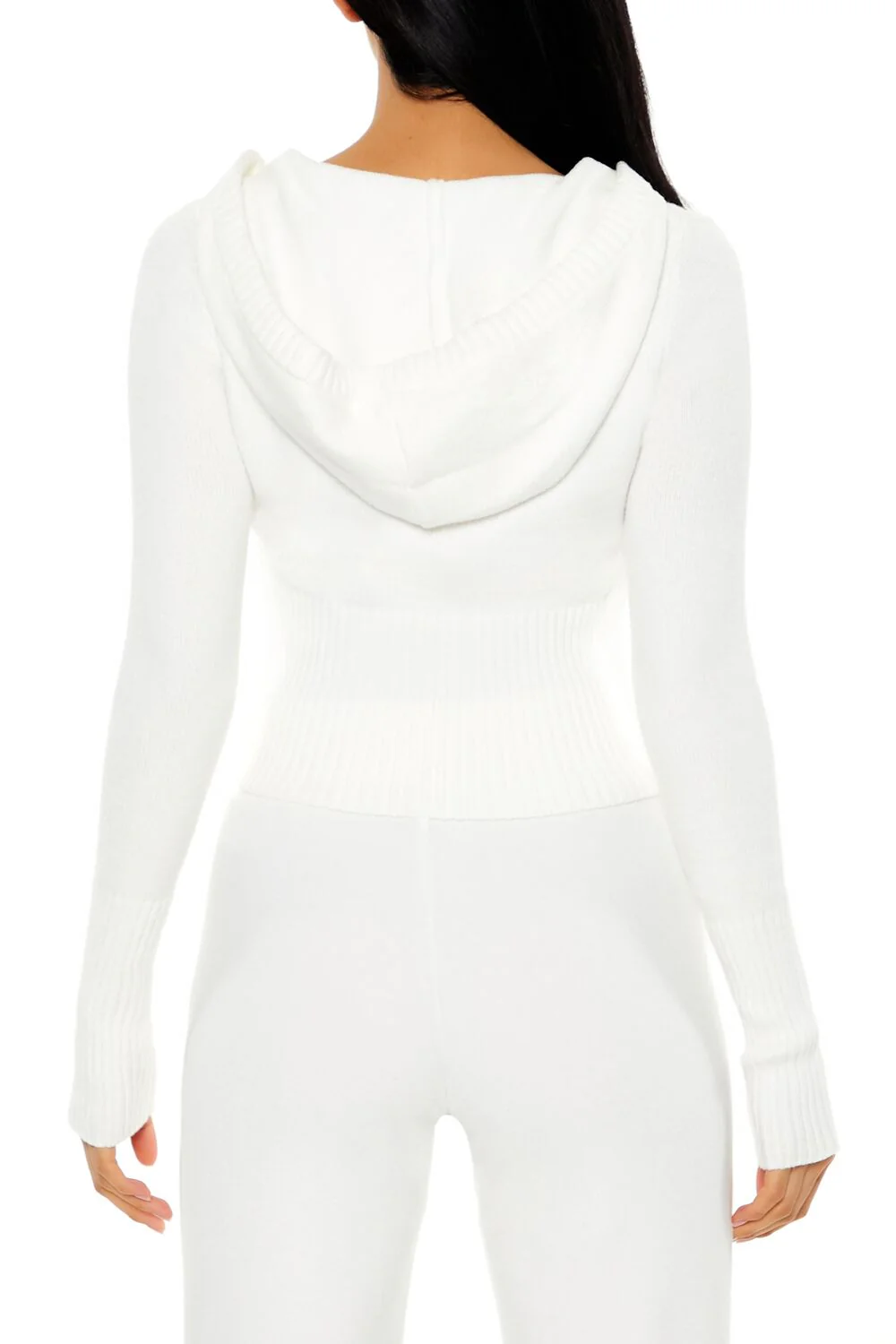 Hooded Cropped Zip-Up Sweater - Image 10
