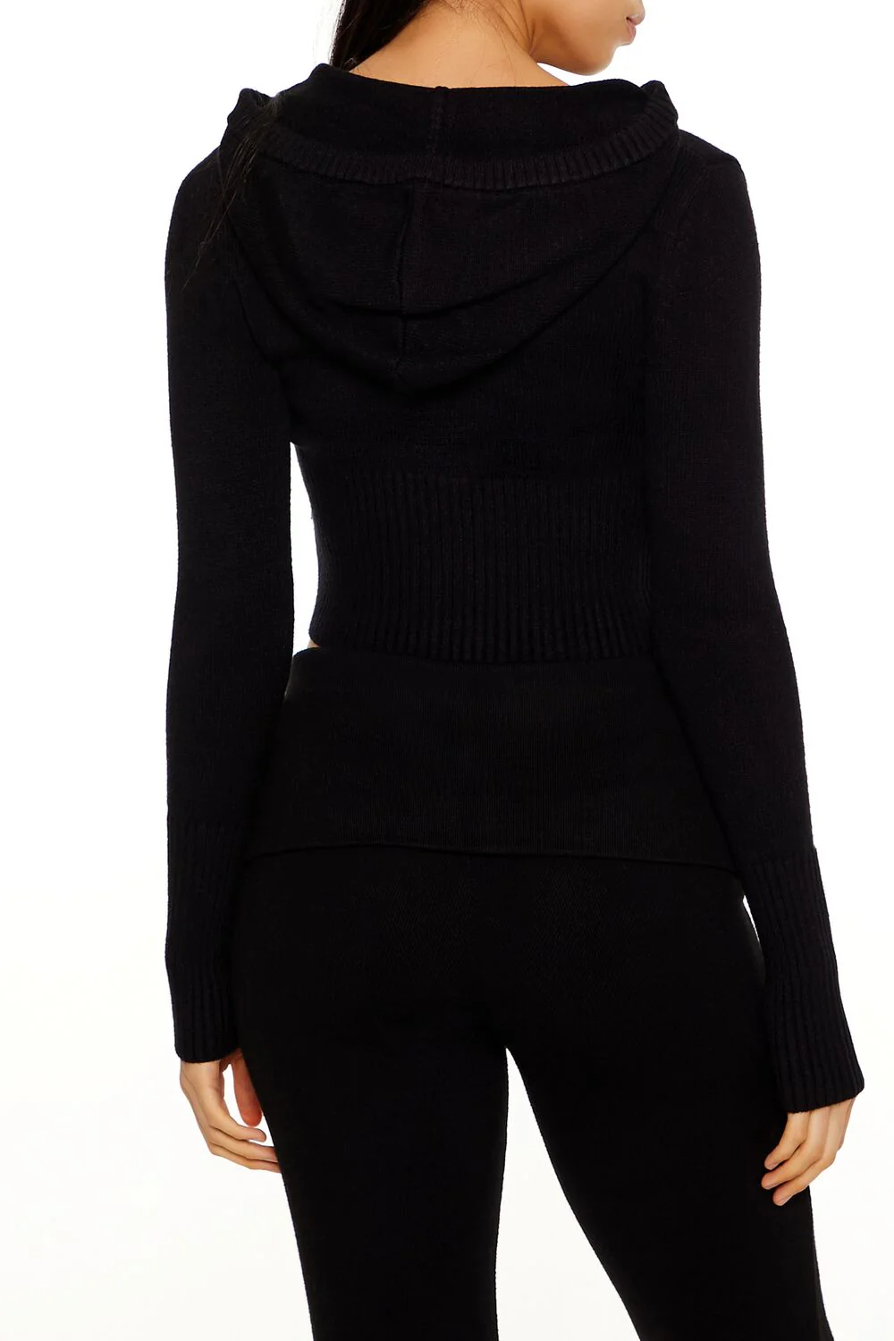 Hooded Cropped Zip-Up Sweater - Image 5