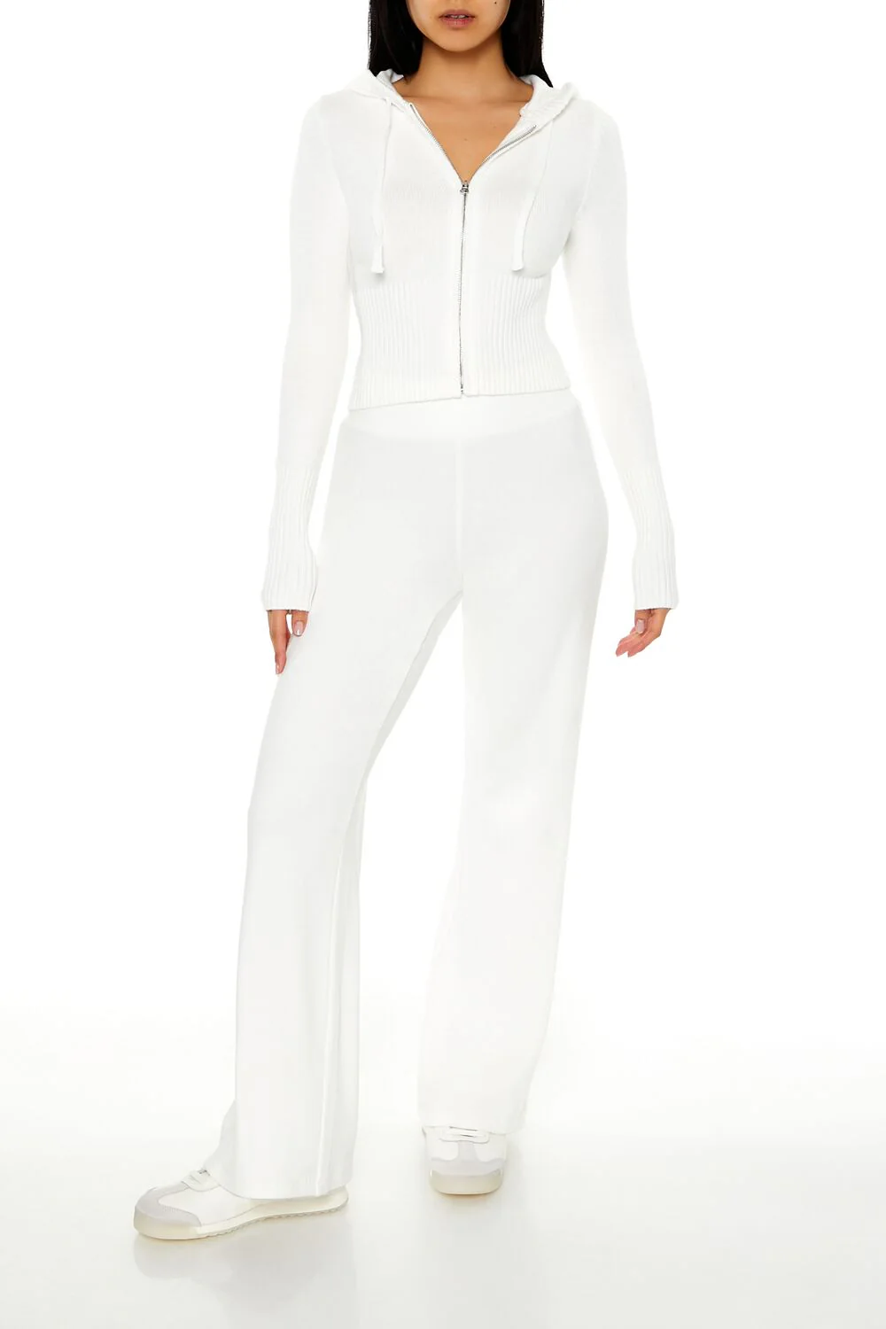Hooded Cropped Zip-Up Sweater - Image 7