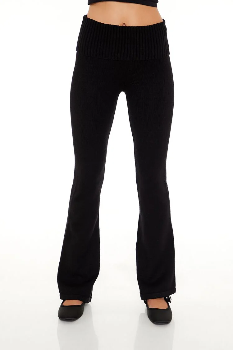 Sweater-Knit High-Rise Flare Pants - Image 2