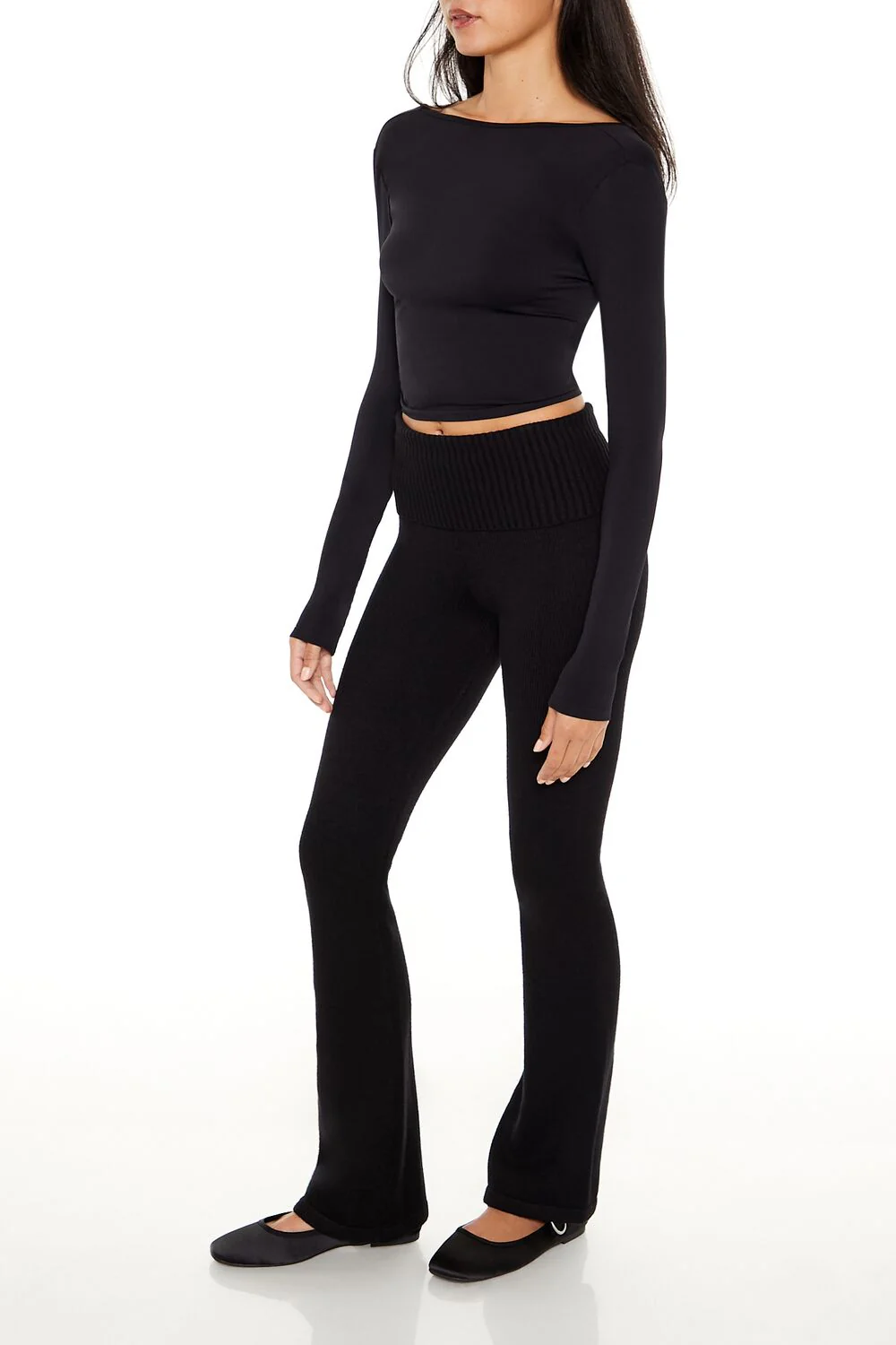 Sweater-Knit High-Rise Flare Pants - Image 3