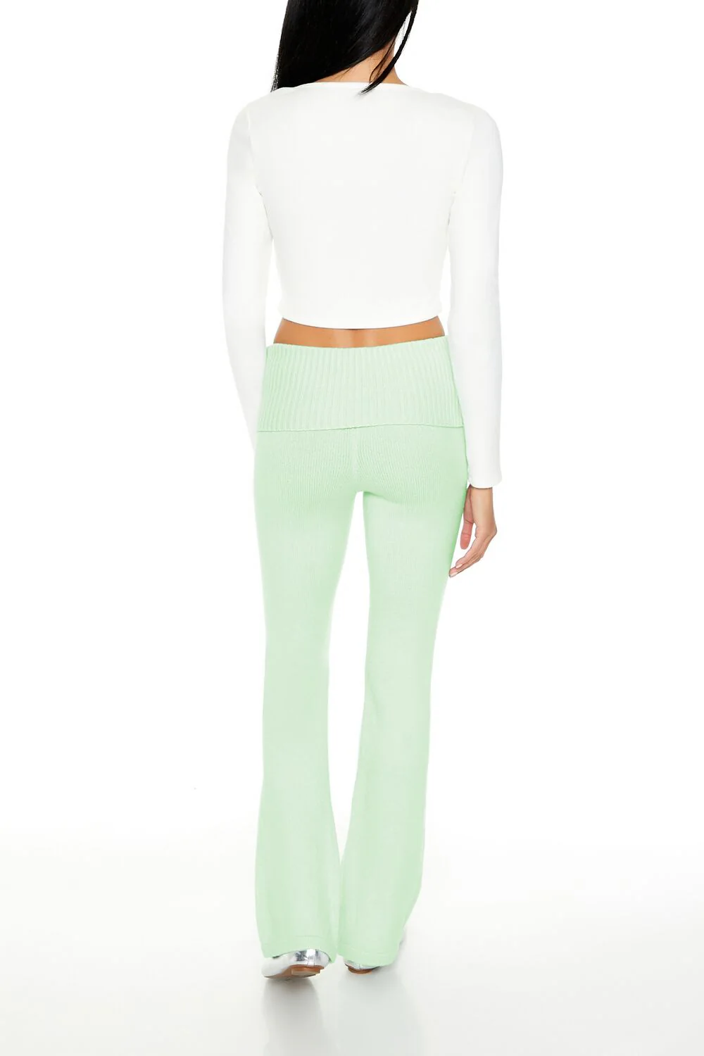 Sweater-Knit High-Rise Flare Pants - Image 9