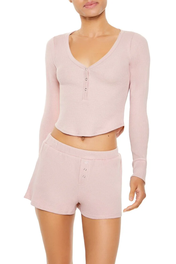 Henley Top & Shorts Pajama Set - Image 2