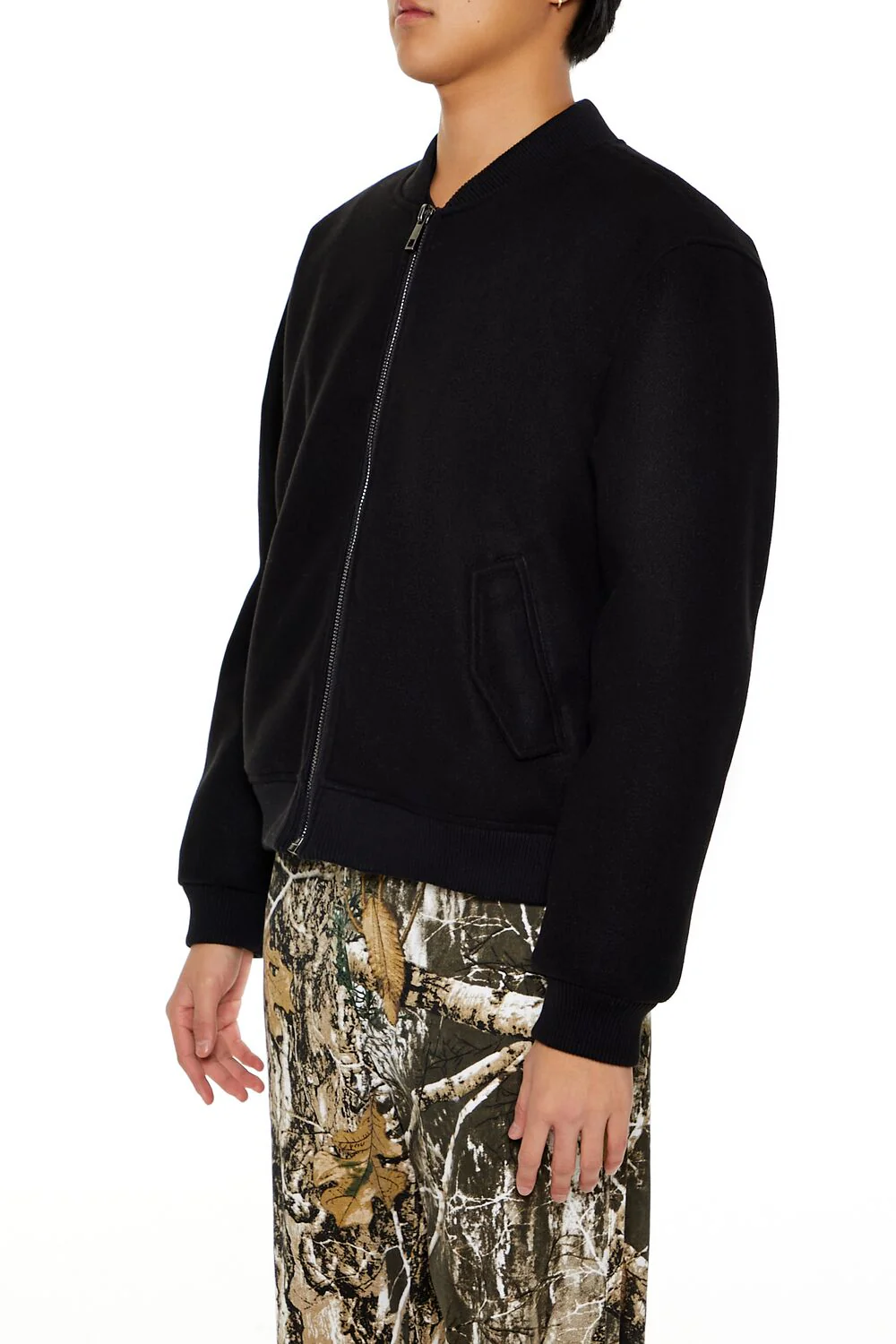 Faux Shearling-Lined Bomber Jacket - Image 4
