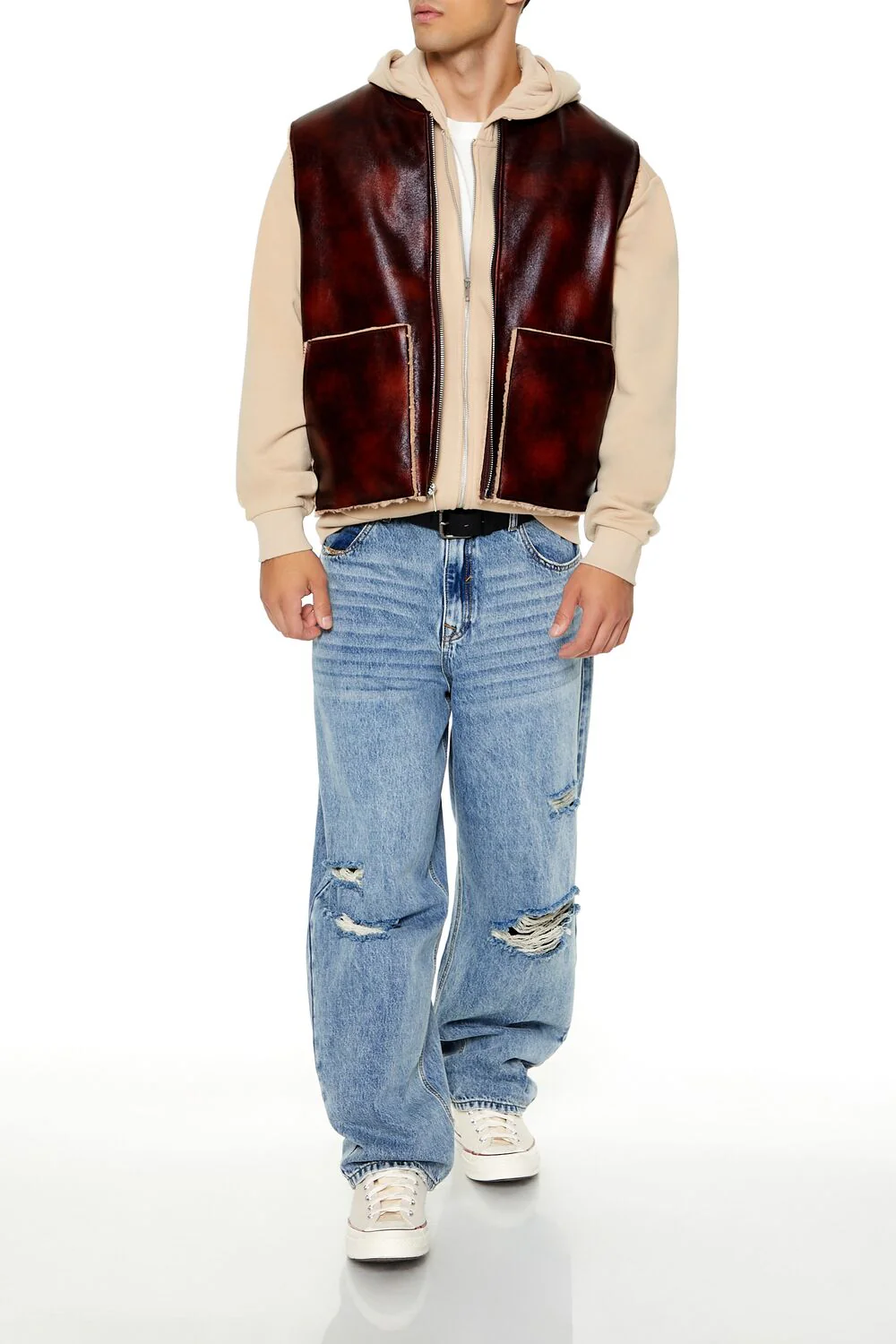 Faux Leather & Shearling Vest - Image 2